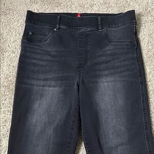 SPANX Women’s Black Denim Straight Leg Pull On Jeans Size Large